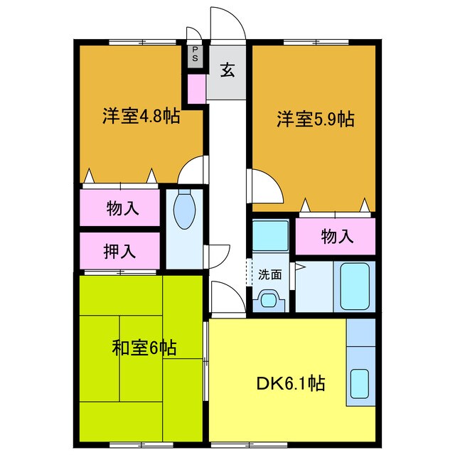 フォブール梶尾　A棟の物件間取画像