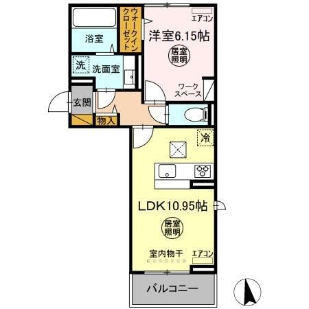 D-room請西南Bの物件間取画像