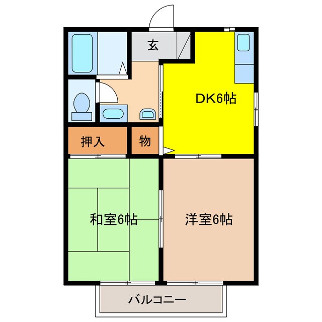 グリーンパークはやのＢの物件間取画像