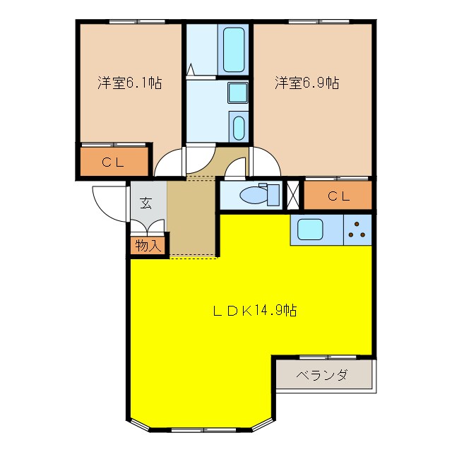 ヴィラルミナスＢの物件間取画像