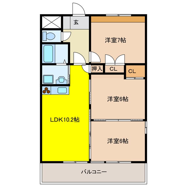 リバーズマンション築捨の物件間取画像