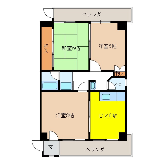 ｱｸｱﾎﾟﾘｽﾗﾝﾄﾞﾏｰｸ2000の物件間取画像