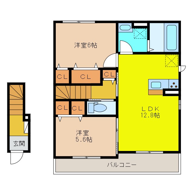 ソレイユB（Soleil）の物件間取画像