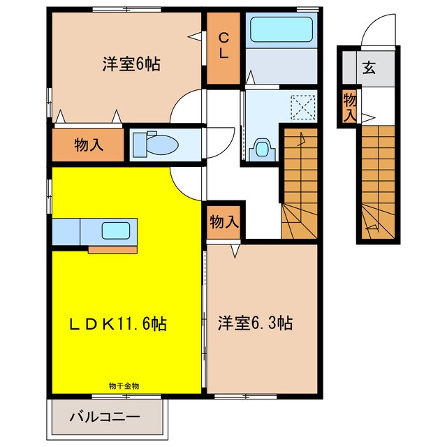 セジュール三松の物件間取画像