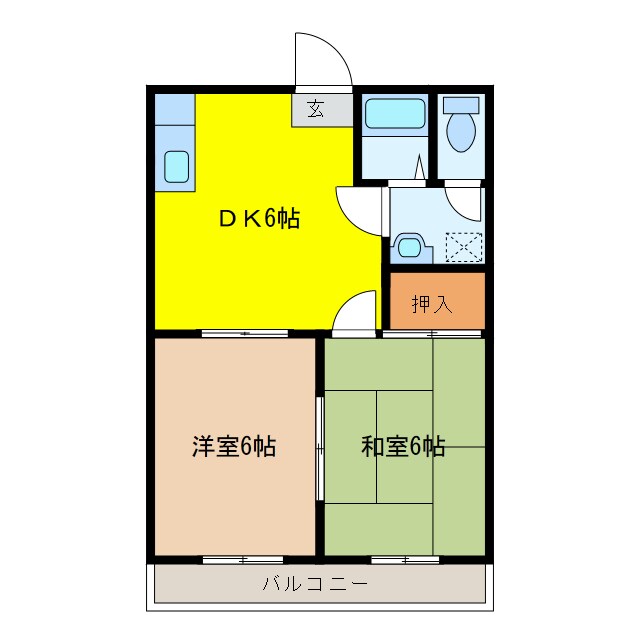 第6磯部コーポの物件間取画像