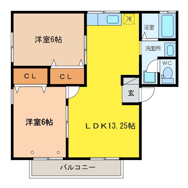 セジュール林A・Bの物件間取画像