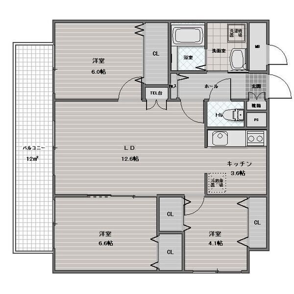プレミール北野の物件間取画像