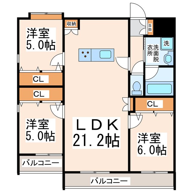 アヴォアムール熊本駅南の物件間取画像