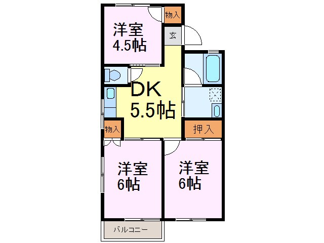 コーポラス長浜Ａ棟の物件間取画像