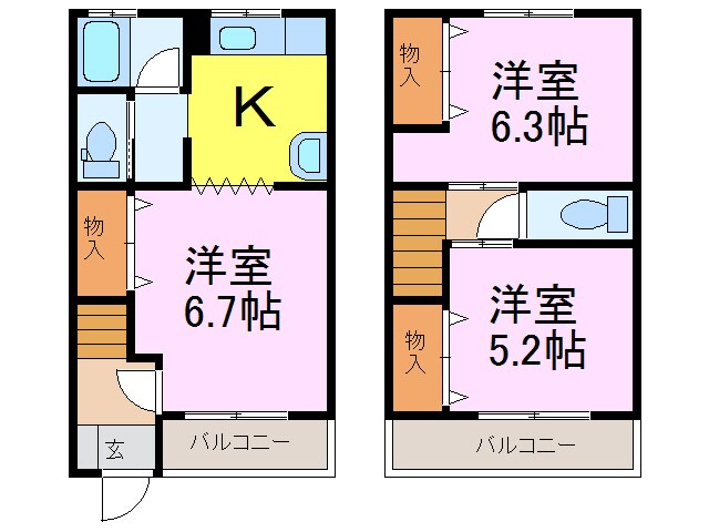 エンゼルハイツ諸川Bの物件間取画像