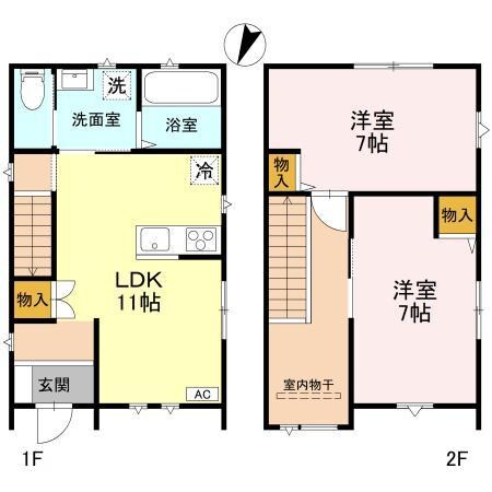 中田戸建貸家Bの物件間取画像