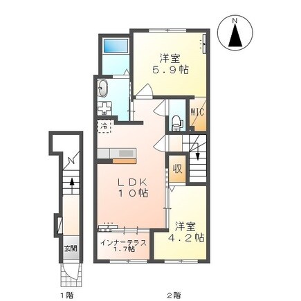 仮称）寒河江市内の袋新築アパートの物件間取画像