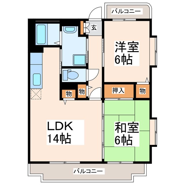 クラルテ古閑Ａ・Ｂの物件間取画像