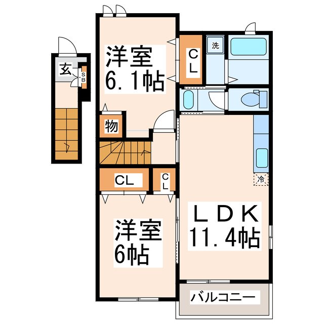 イーストフィールドA・Bの物件間取画像