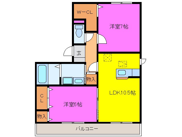 シェーンヴェルデＡの物件間取画像