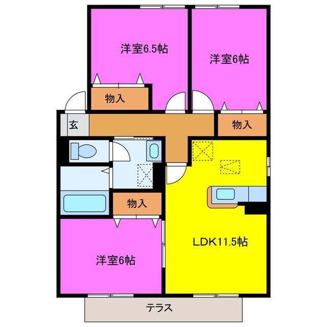 メルベーユⅡＡ・Ｂの物件間取画像