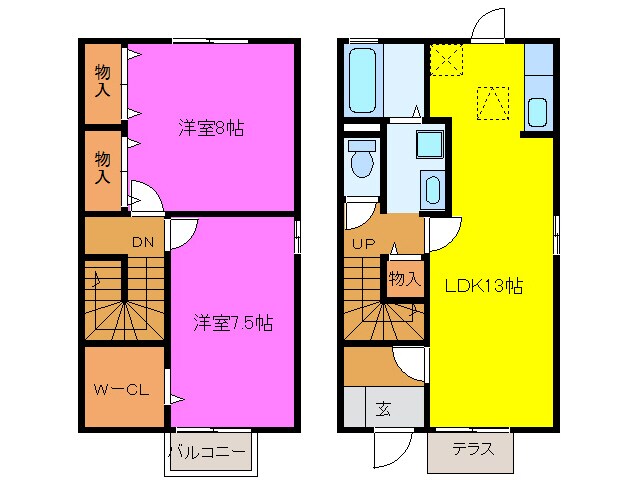 ゆーかり・Hills Ⅱの物件間取画像