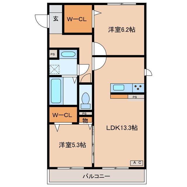 SS.サクシア　B棟の物件間取画像