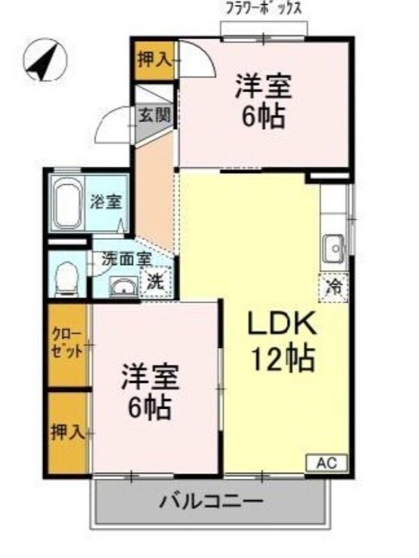 ハイツNINOWARI A棟の物件間取画像