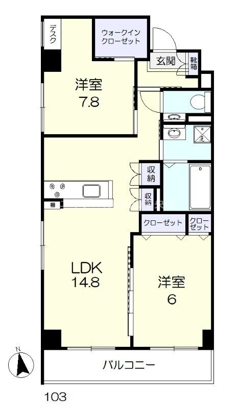 サンセール東古松Ⅲの物件間取画像