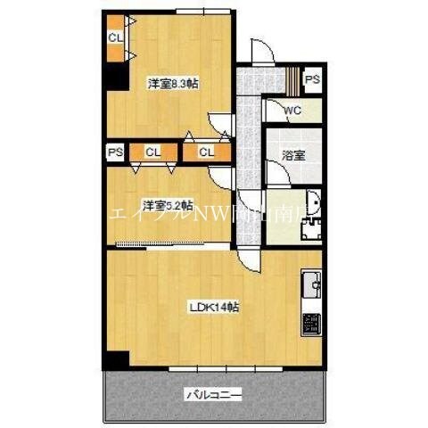 柳川駅 徒歩14分 8階の物件間取画像