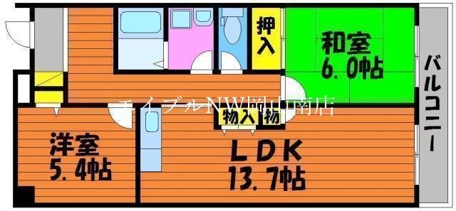 北長瀬駅 徒歩21分 3階の物件間取画像