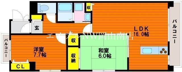 スカイパレス西崎の物件間取画像