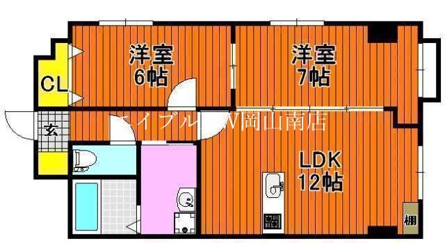 庭瀬駅 徒歩15分 3階の物件間取画像