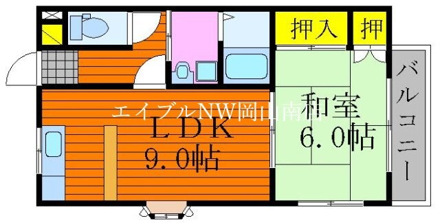 岡山駅 バス25分  新町中央下車：停歩1分 2階の物件間取画像
