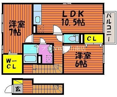 岡山駅 バス30分  三幡郵便局北下車：停歩5分 2階の物件間取画像