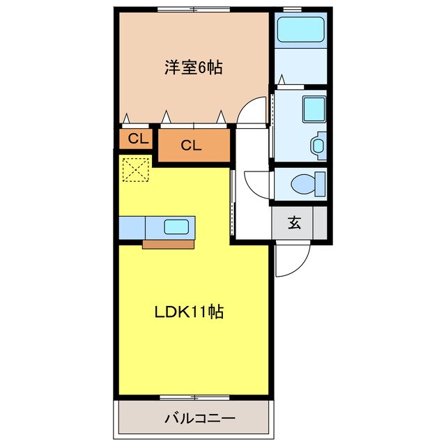 メルベーユ芝原Ｂの物件間取画像