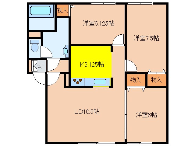 リビングタウン山の手Aの物件間取画像