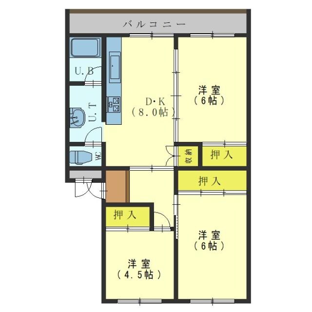 ヴィラナリー函館6号棟の物件間取画像