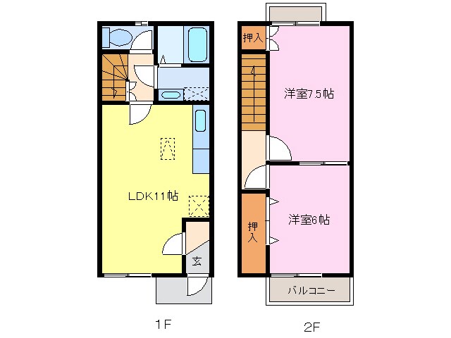 甚目寺駅 徒歩10分 1-2階の物件間取画像