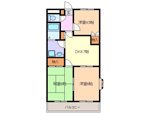 近鉄蟹江駅 徒歩15分 2階の物件間取画像