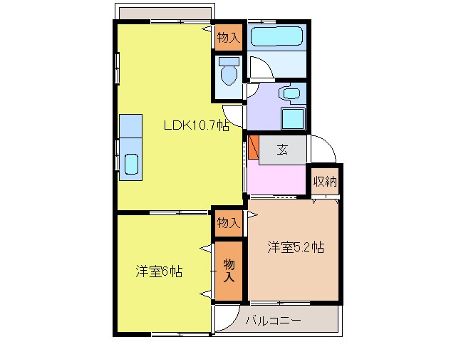 くしなだハイツの物件間取画像