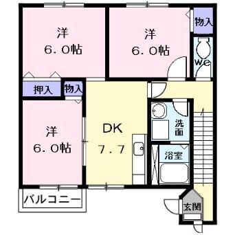 アメニティ鶴田Ｂの物件間取画像