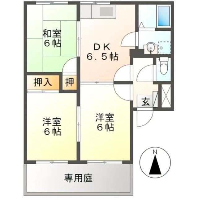 ユタカハイツＢ棟の物件間取画像