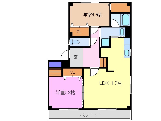 尾張星の宮駅 徒歩6分 2階の物件間取画像