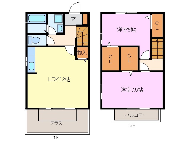 東条 徒歩3分 1-2階の物件間取画像