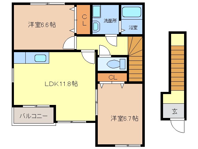 蟹江駅 徒歩25分 2階の物件間取画像