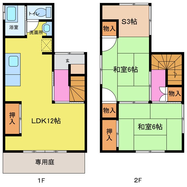 愛西市勝幡　戸建て賃貸の物件間取画像