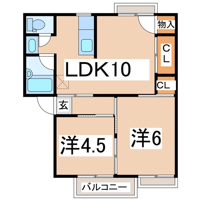 郡山駅 バス27分  柴宮団地下車：停歩5分 2階の物件間取画像