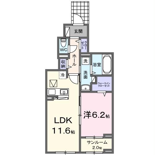 郡山駅 徒歩61分 1階の物件間取画像