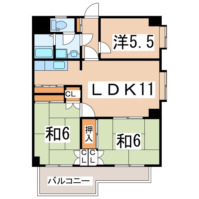 郡山駅 バス15分  開成二丁目下車：停歩5分 3階の物件間取画像