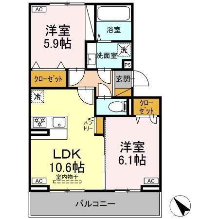 プランドール(五所)の物件間取画像