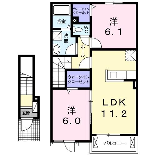 コンフォール矢三Bの物件間取画像