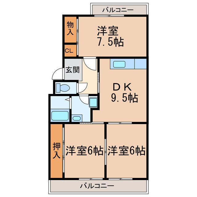 グリーンパレス弥生の物件間取画像