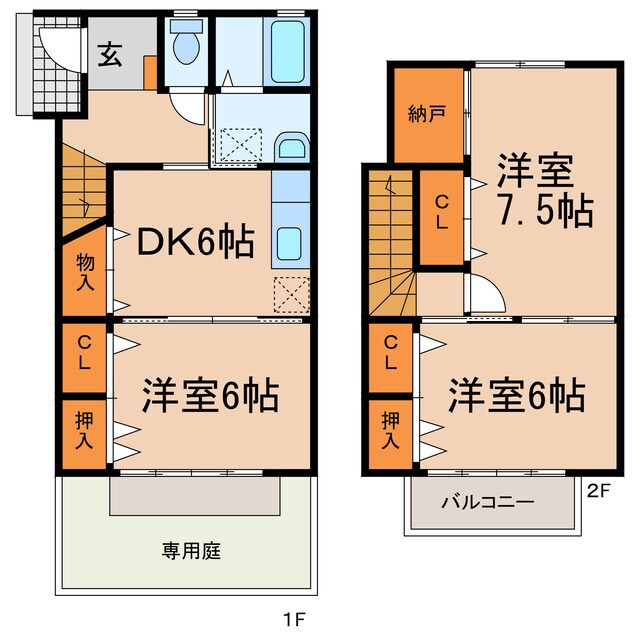 タウンハウス中之町の物件間取画像