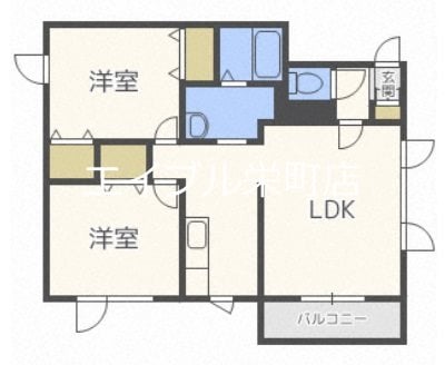 モエレ団地 徒歩9分 2階の物件間取画像